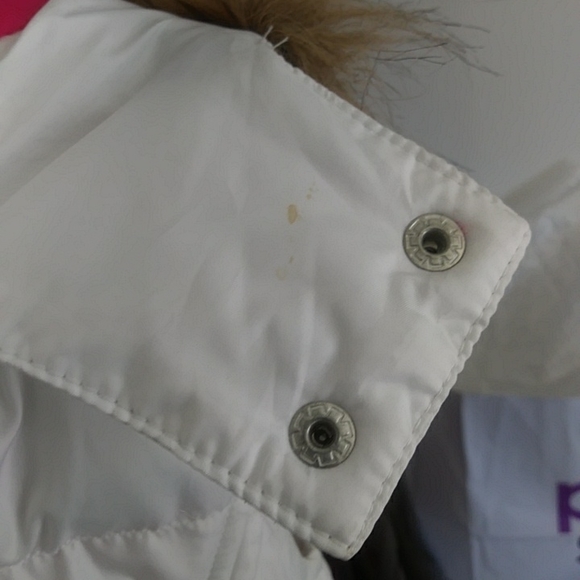 Women's US Polo Assn Puffer Vest USPA white Hooded Faux Fur Size Small - Picture 6 of 10